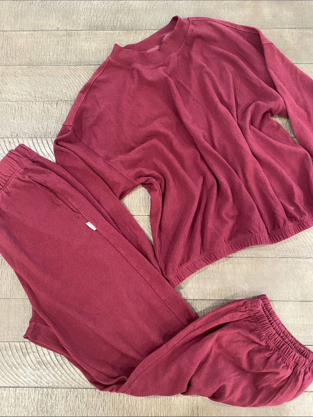 Women's Crewneck Sweater and sweatpants set in Deep Burgundy